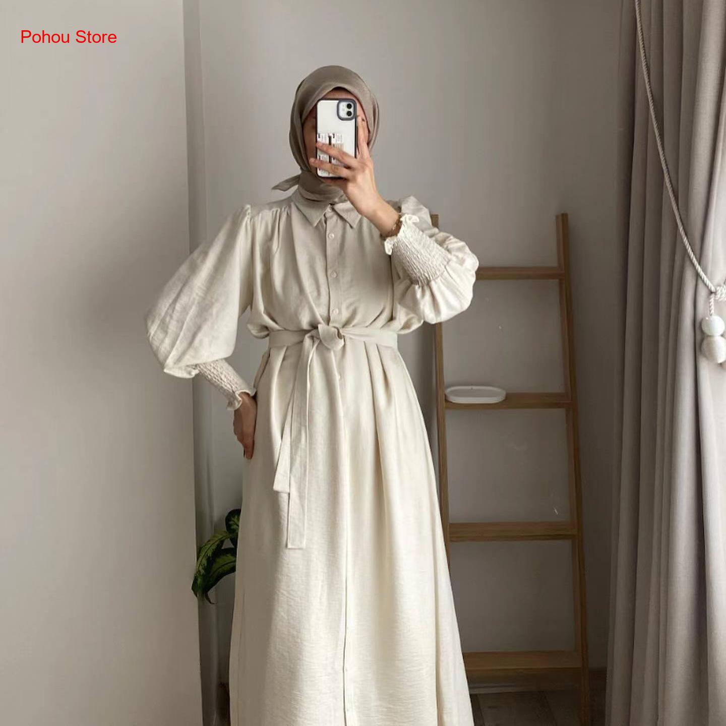 Korean Style A Line Shirt Dress - Gaun Kemeja Gaya Korea Wanita, Gaun
