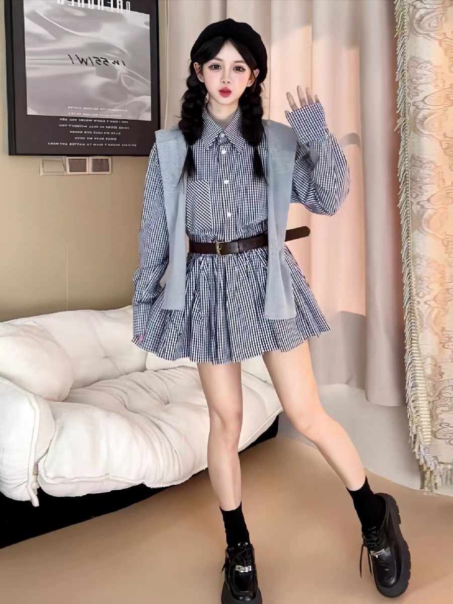 Korean Style A Line Shirt Dress - Gaun Kemeja Gaya Korea Awal Musim