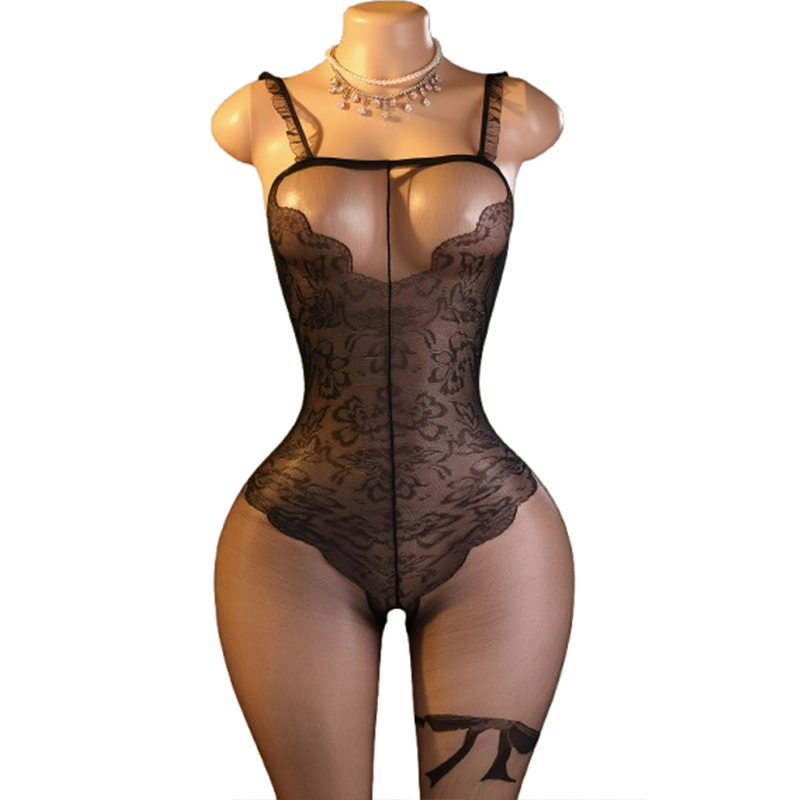 Lingerie - 1 x Baju bodysuit renda hitam