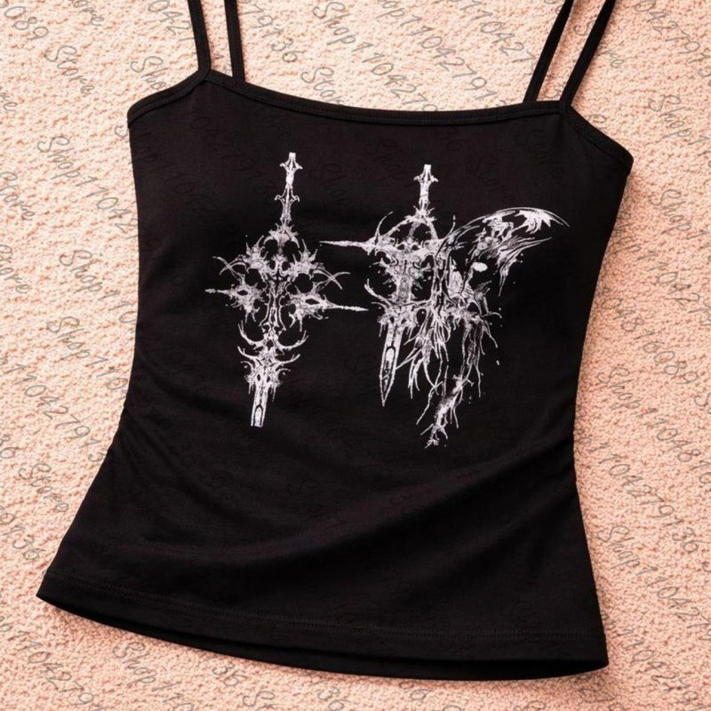 Tank Top Korset Wanita Gotik P - Y2K Graphic Baby Tee Crop ulasan dan harga