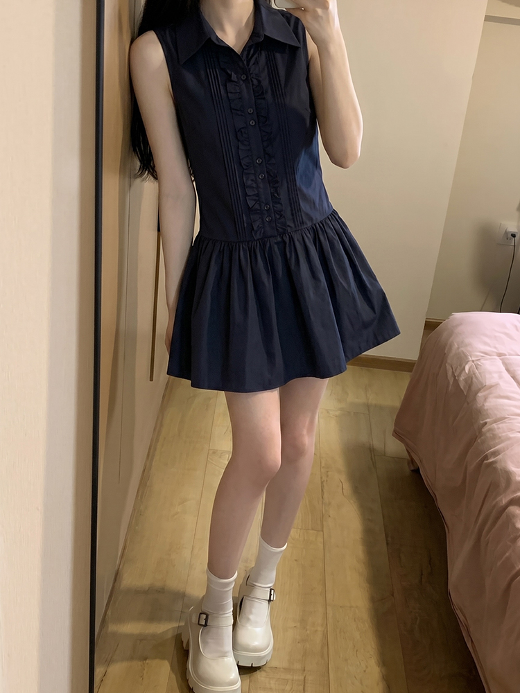Gaun Kemeja Gaya Kuliah Korea  - Korean Style A Line Shirt Dress ulasan dan harga