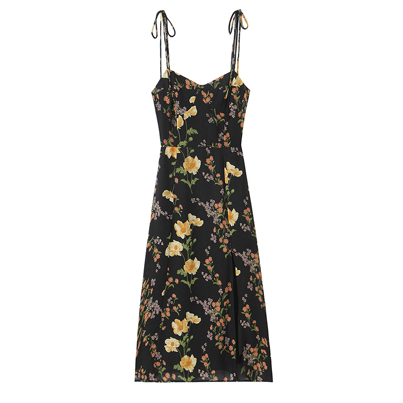 YENKYE Gaun Selempang Motif Bu - French Vintage Floral Midi Dress ulasan dan harga