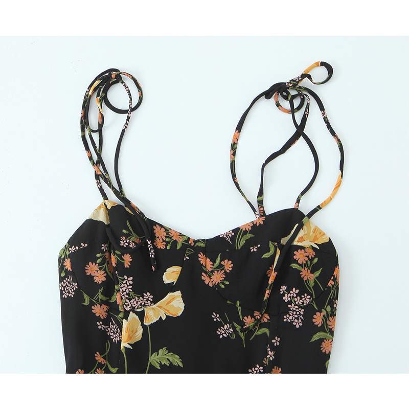 YENKYE Gaun Selempang Motif Bu - French Vintage Floral Midi Dress ulasan dan harga