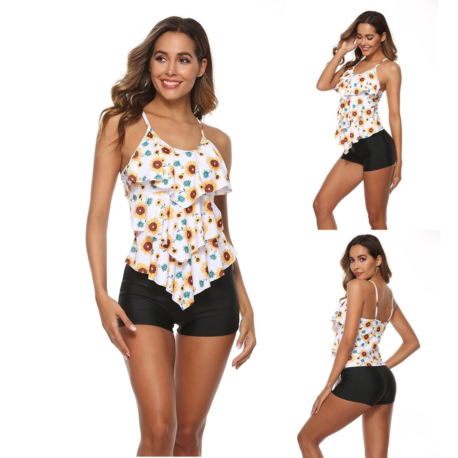 Bikini Wanita Motif Bunga Tank - Tops ulasan dan harga