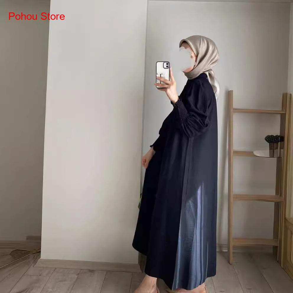 Gaun Kemeja Gaya Korea Wanita, - Korean Style A Line Shirt Dress ulasan dan harga