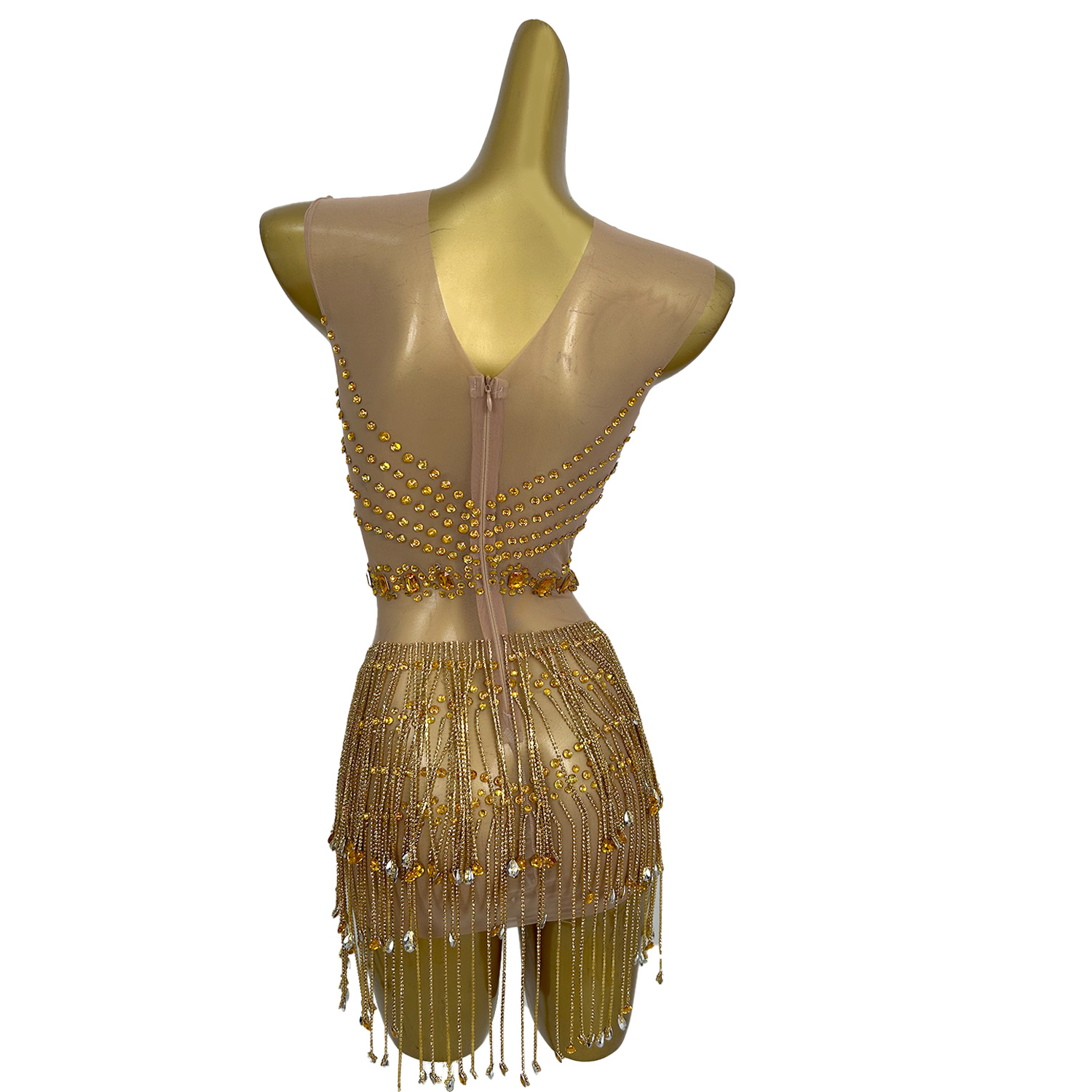 Gaun Mini Berbahan Jaring Tran - Sparkly Rhinestone Club Party Dress ulasan dan harga
