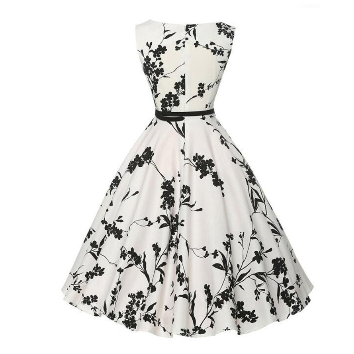 Gaun Musim Panas Pakaian Bermo - French Vintage Floral Midi Dress ulasan dan harga