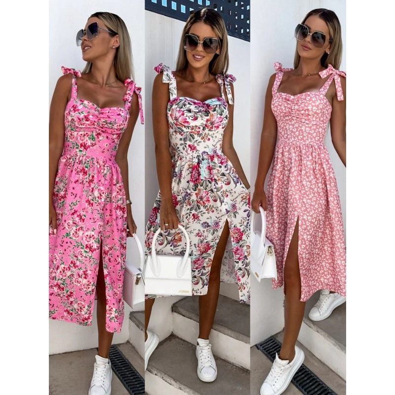 Gaun musim panas wanita seksi  - French Vintage Floral Midi Dress ulasan dan harga