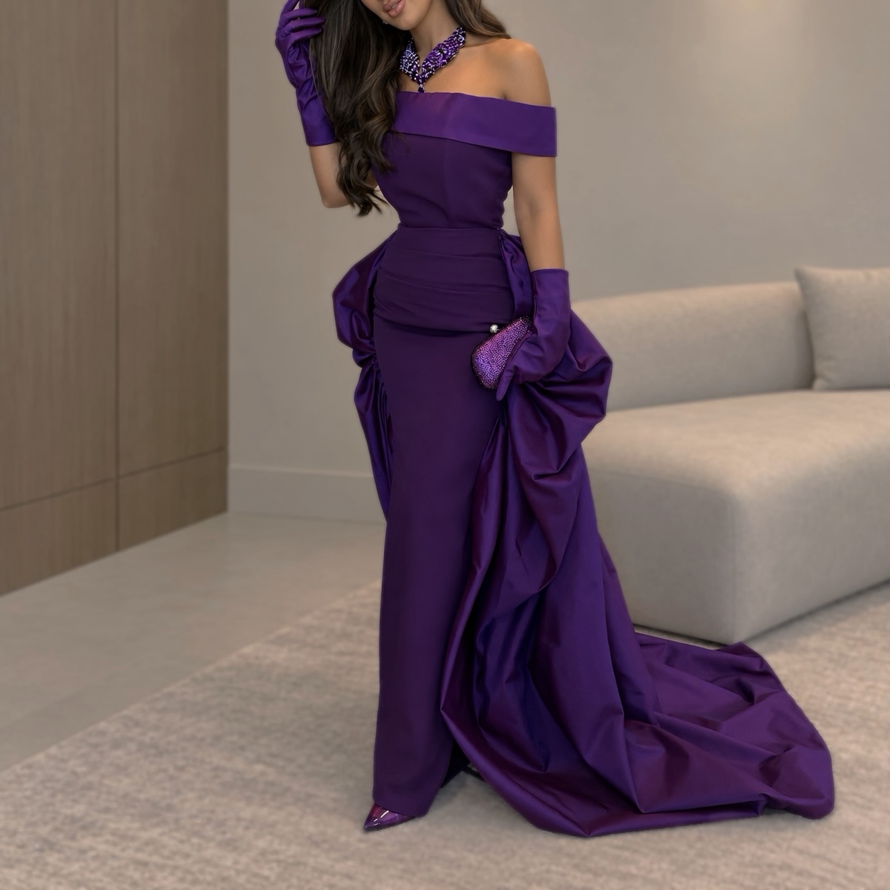 Gaun Malam Satin Seksi yang Di - Elegant Satin Evening Gown Split ulasan dan harga