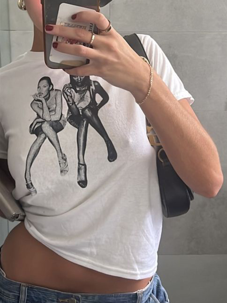 Kaus bayi jalanan musim panas  - Y2K Graphic Baby Tee Crop ulasan dan harga