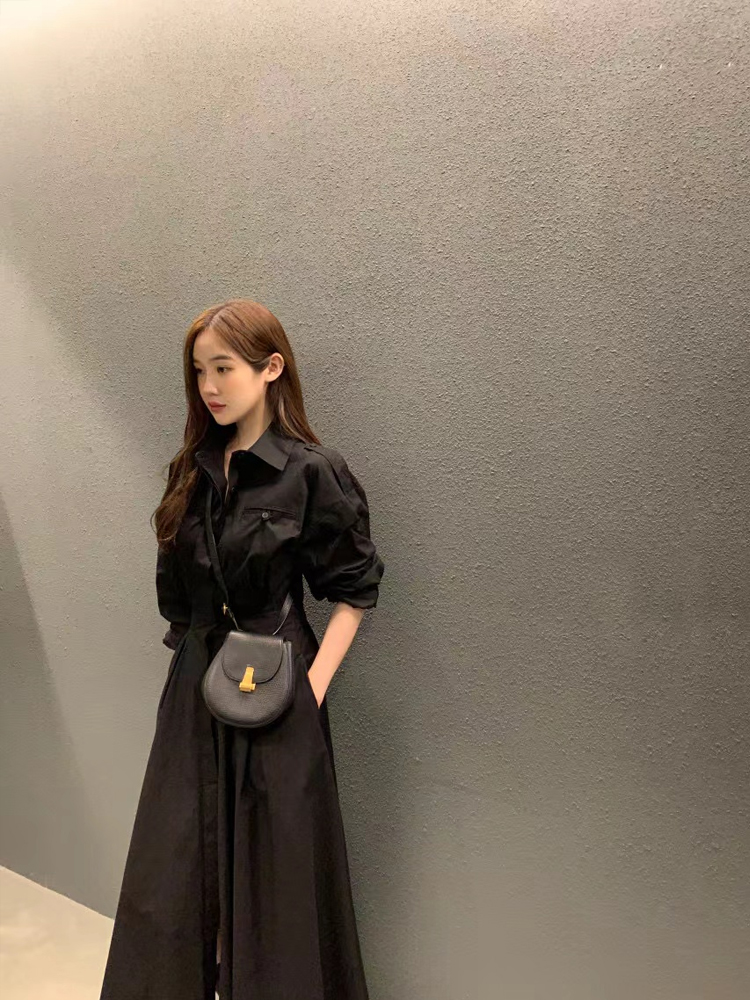 Gaun Kemeja Lengan Panjang Ele - Korean Style A Line Shirt Dress ulasan dan harga
