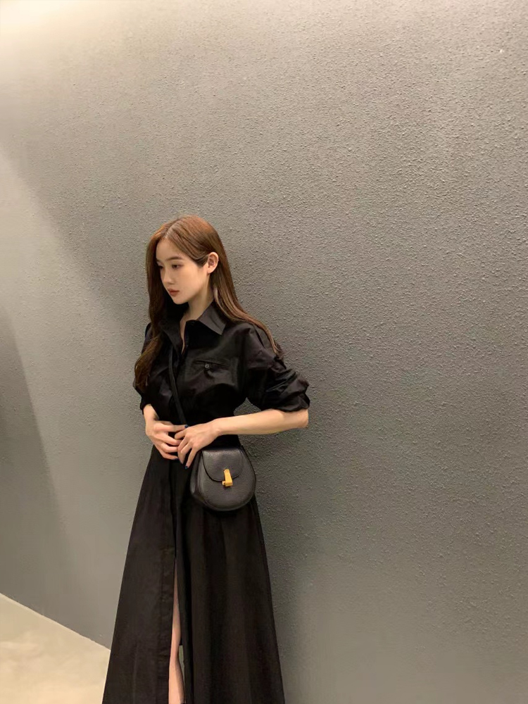 Gaun Kemeja Lengan Panjang Ele - Korean Style A Line Shirt Dress ulasan dan harga