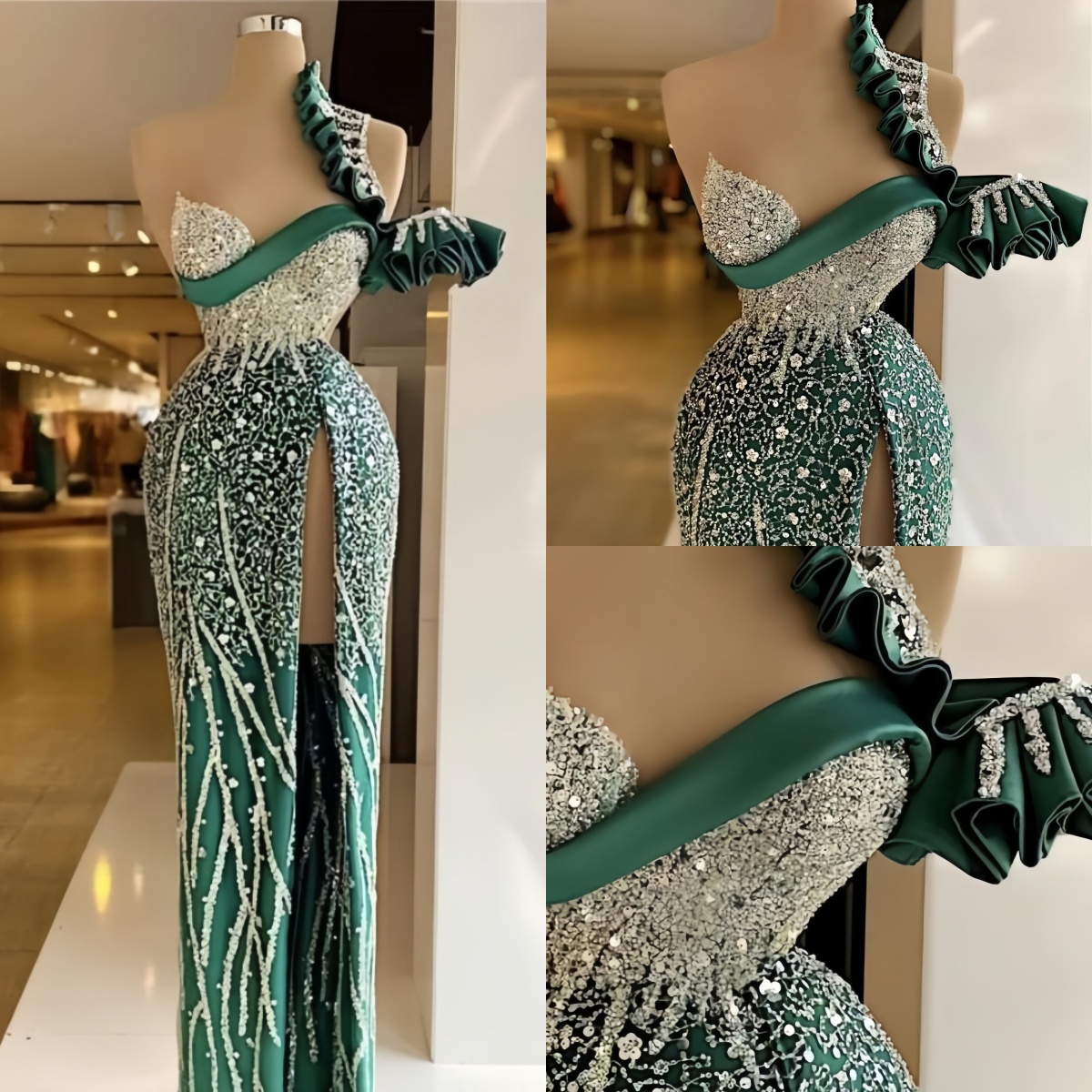 Gaun Malam Putri Duyung Elegan - Elegant Satin Evening Gown Split ulasan dan harga