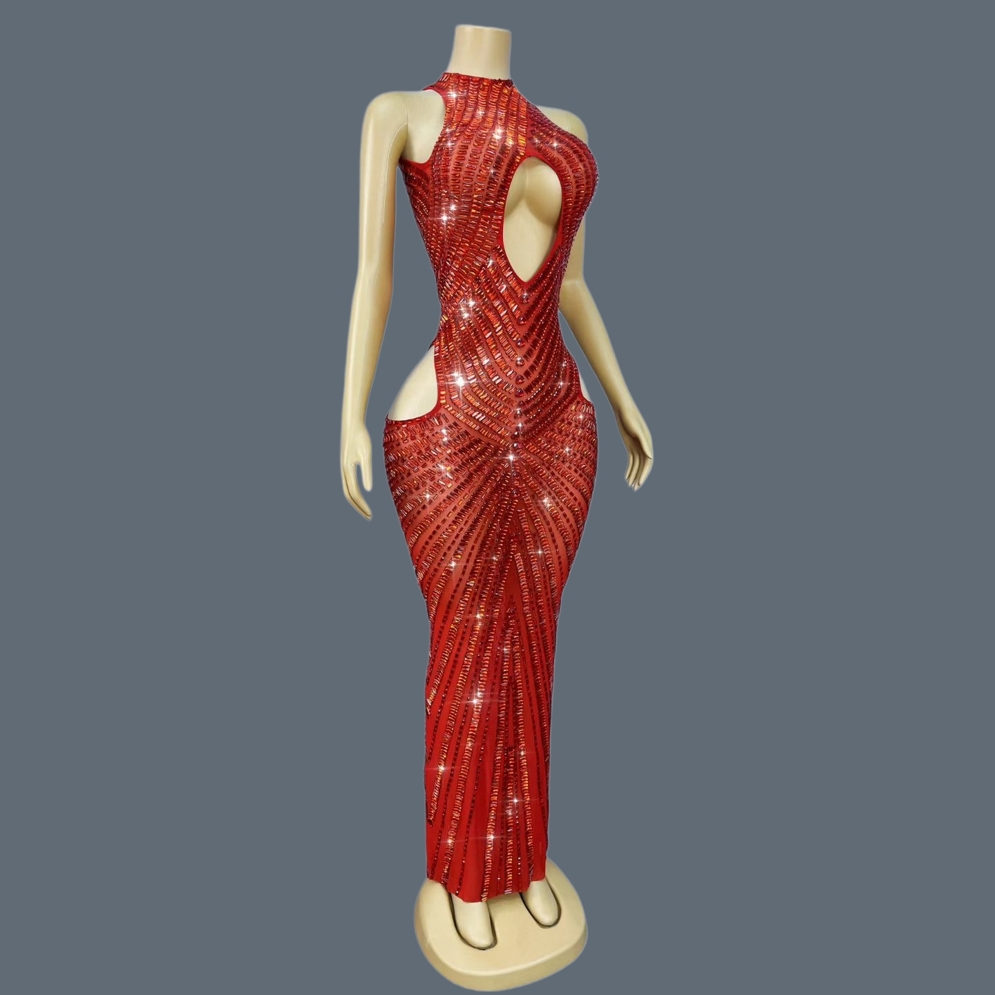 Gaun Mermaid Mewah Berwarna Me - Sparkly Rhinestone Club Party Dress ulasan dan harga
