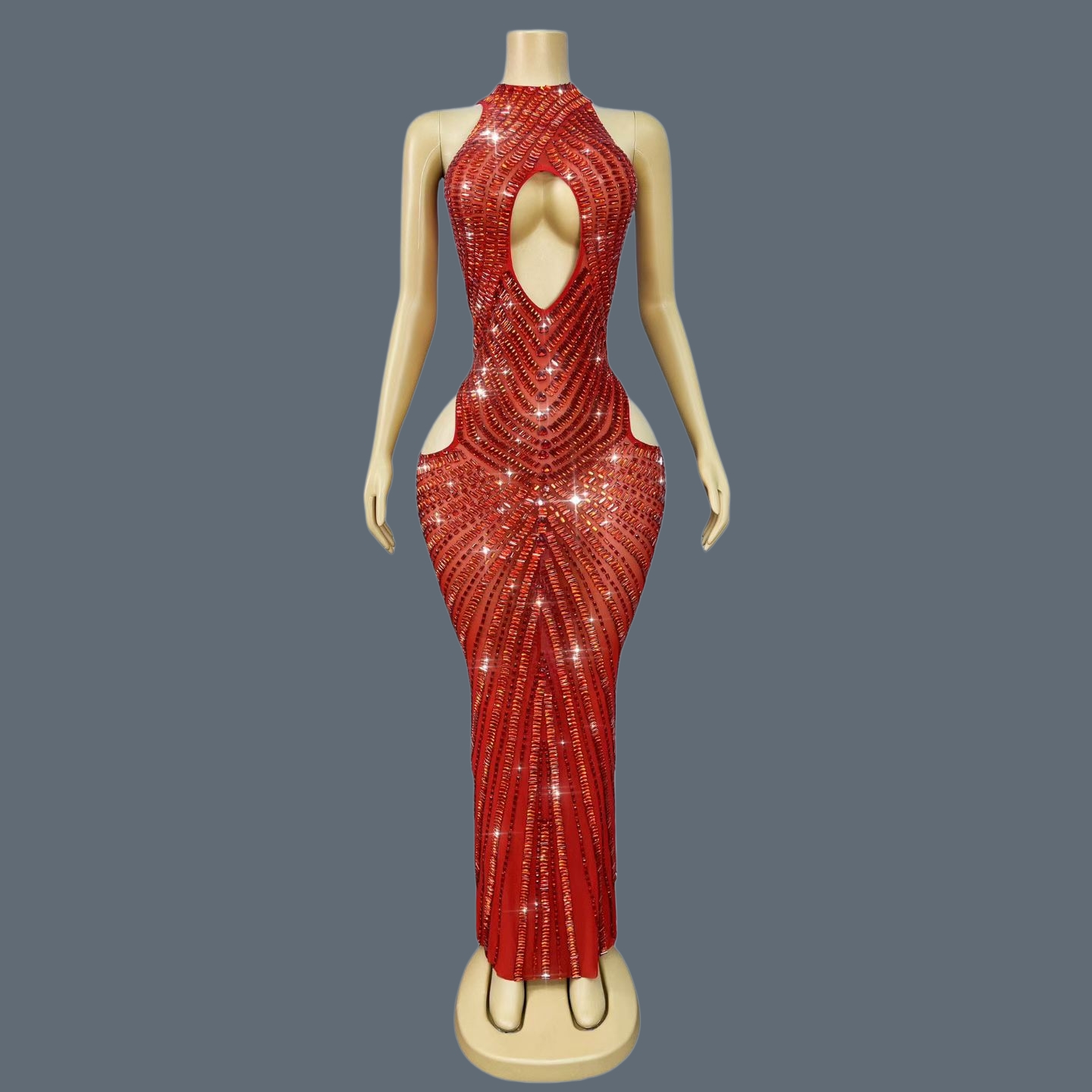 Gaun Mermaid Mewah Berwarna Me - Sparkly Rhinestone Club Party Dress ulasan dan harga