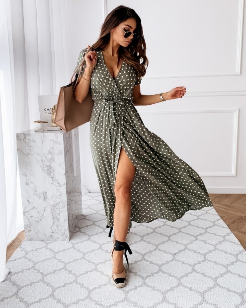 Gaun Maxi lengan pendek wanita - French Vintage Floral Midi Dress ulasan dan harga